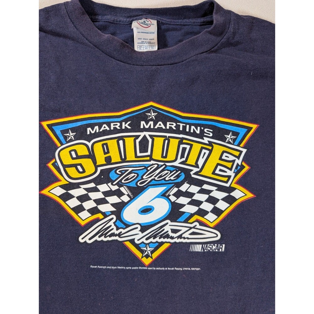 Vintage Mark Martin Men’s XL NASCAR Racing T-Shirt Navy Blue Salute To You #6